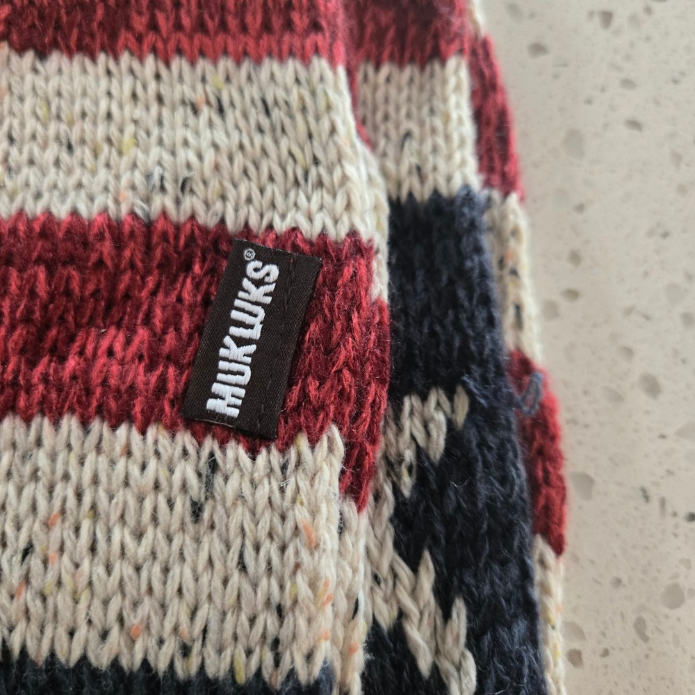 Muk Luks American Flag Infinity Scarf Patriotic Stars Stripes Knit Dark Red - Picture 6 of 8